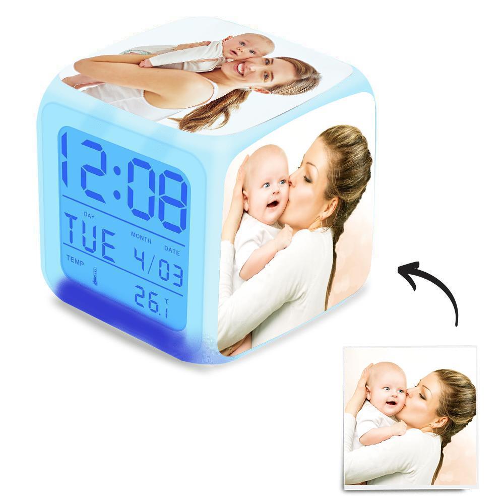 Personalized Alarm Clock Multiphoto Colorful Lights Gift For Mother's Day - soufeelau