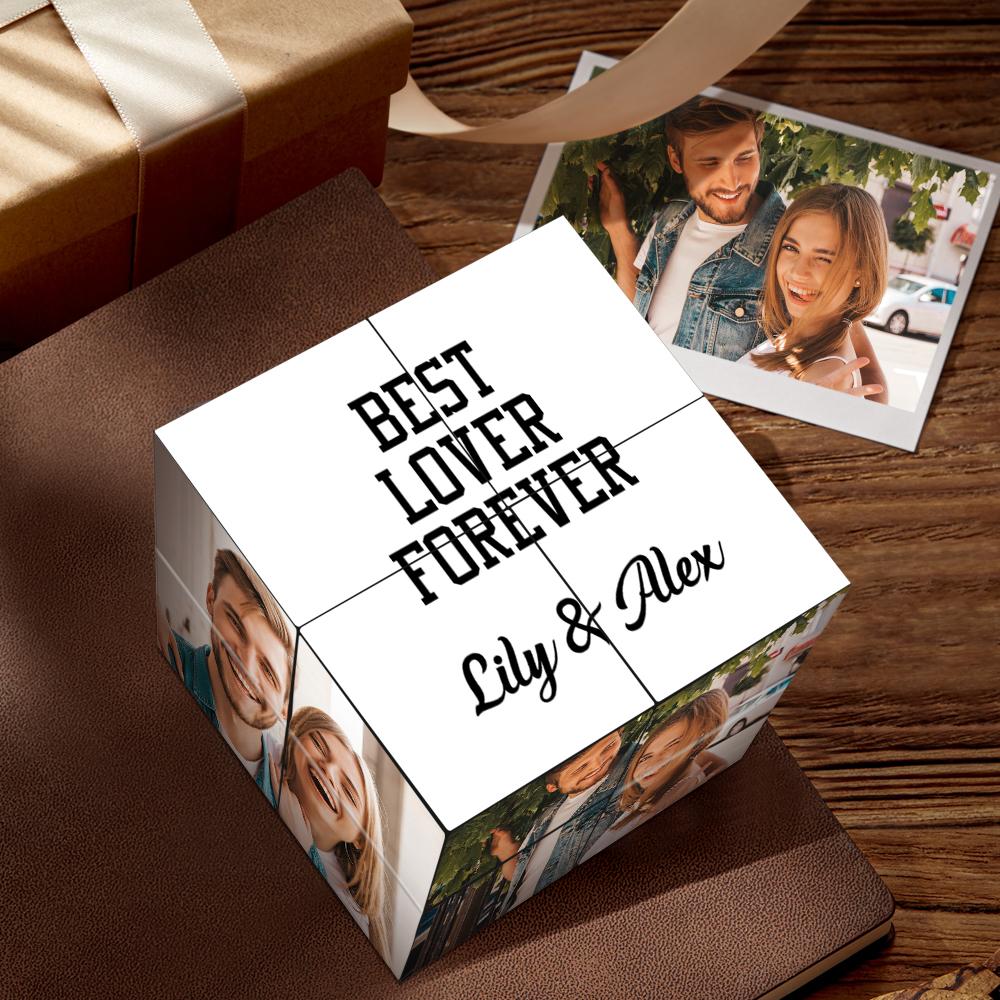 Custom rubics Cube Photo Frame Multi Photo Best Lover Forever Custom Photos And Name Gifts For Couples 7*7*7cm - soufeelau