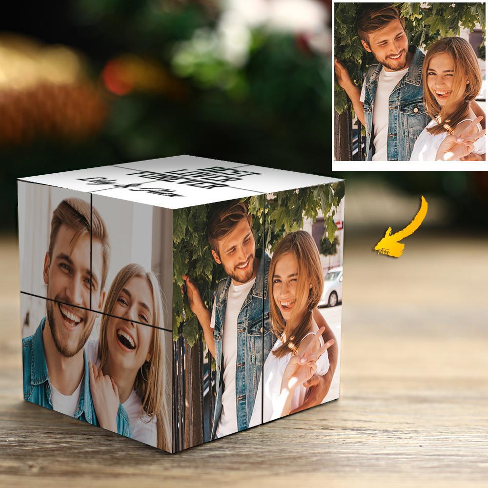 Custom rubics Cube Photo Frame Multi Photo Best Lover Forever Custom Photos And Name Gifts For Couples 7*7*7cm - soufeelau