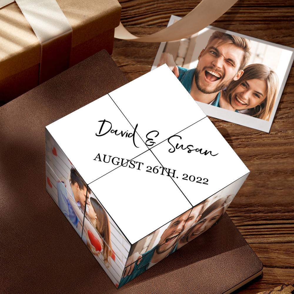 Custom Rubiks Cube Photo Frame Multi Photo Mr And Mrs Custom Wedding Photo Cube 7*7*7cm - soufeelau
