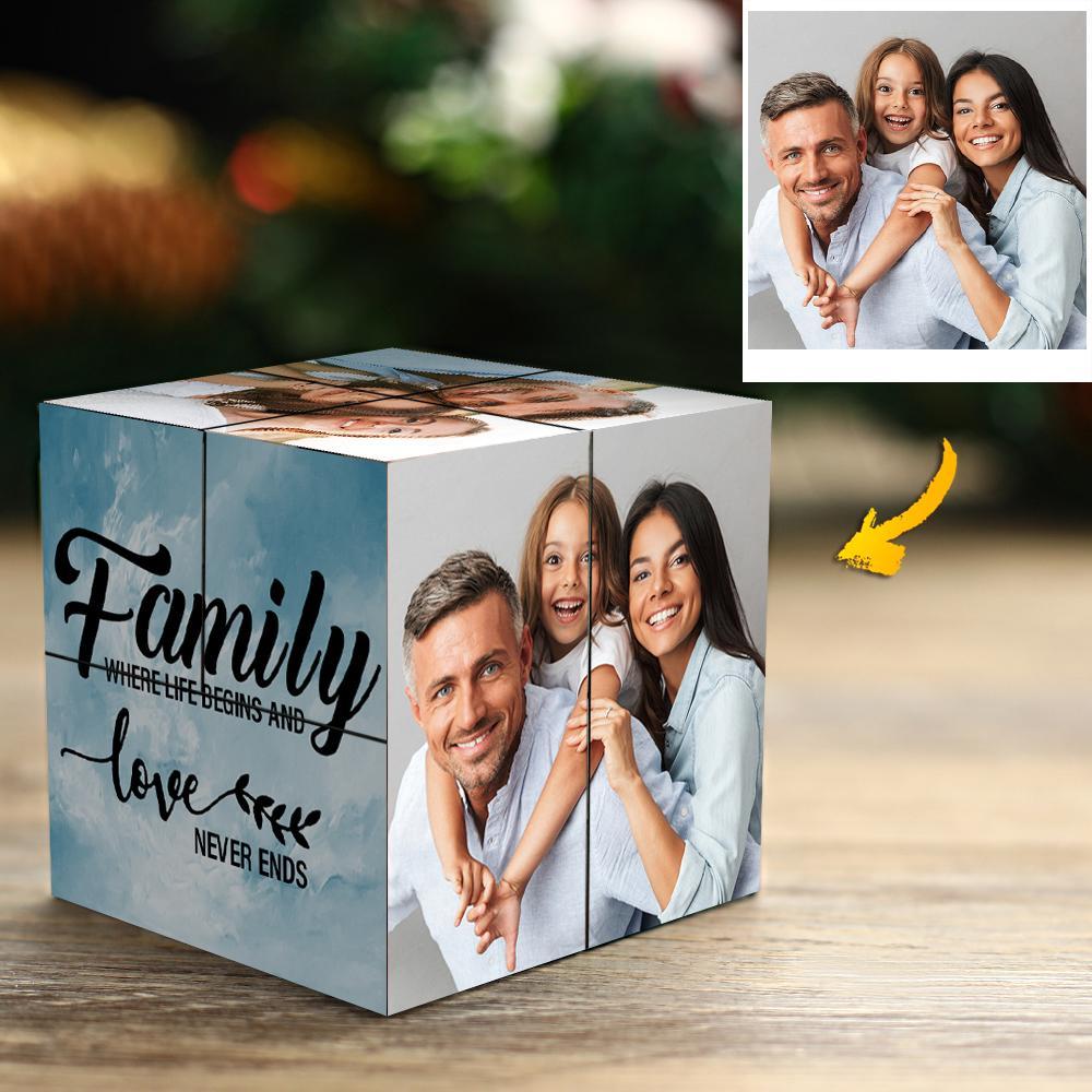 Custom Photo Rubiks Cube Photo Frame Multiphoto Gifts For Family Together We Make A Family Rubik Cube - soufeelau