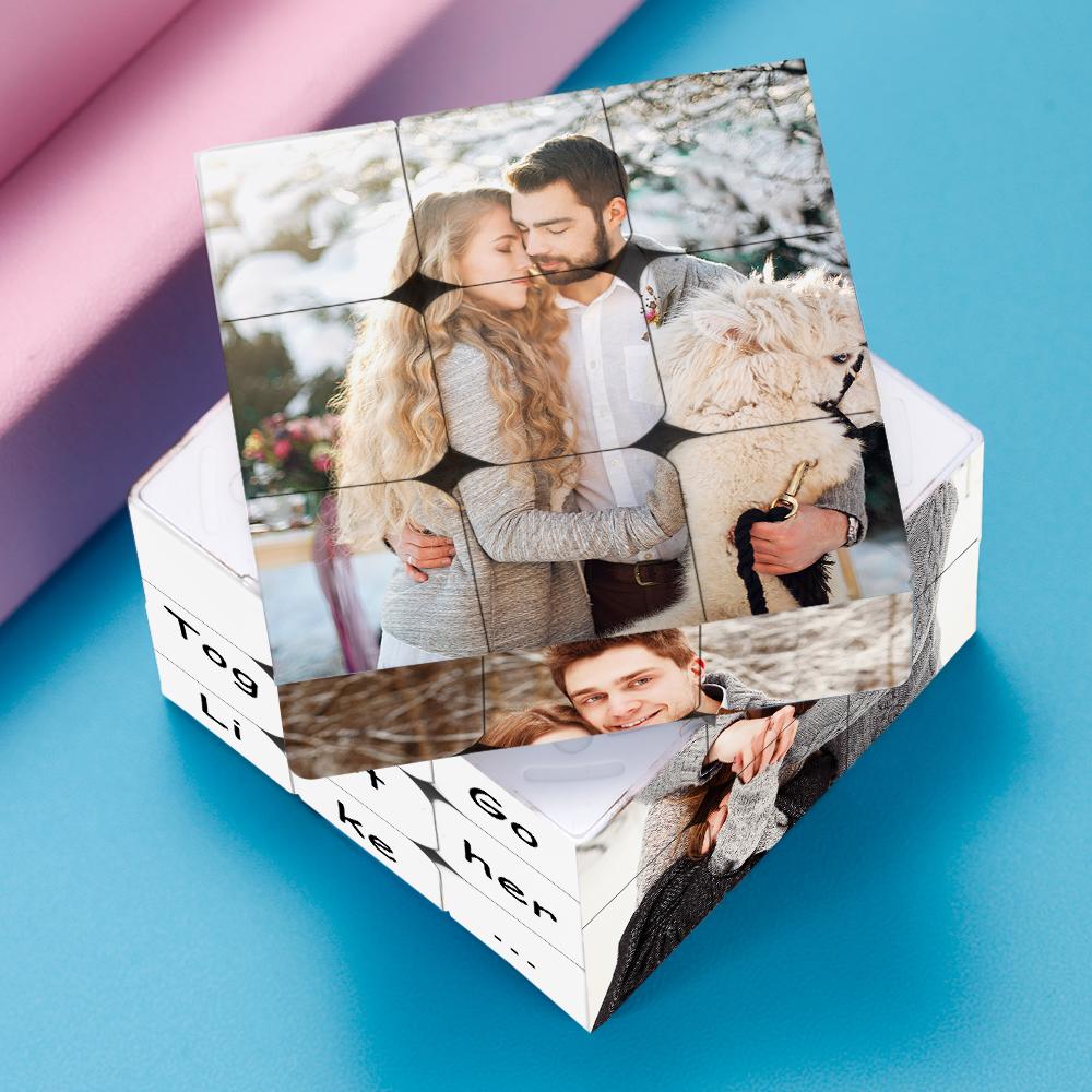 Personalized Photo Cube Custom Text Gift For Couples We Go Together Like - soufeelau