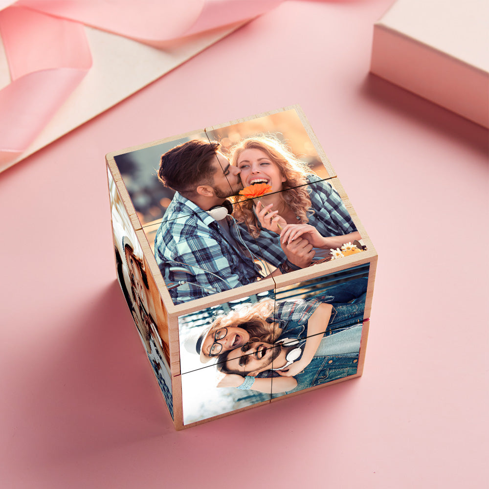Personalized Photo Wooden Rubik's Cube Home Ornament Rubik's Cube Gift for Valentines - soufeelau