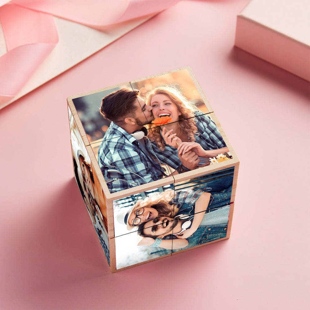 Personalized Photo Wooden Rubik's Cube Home Ornament Rubik's Cube Gift for Valentines - soufeelau