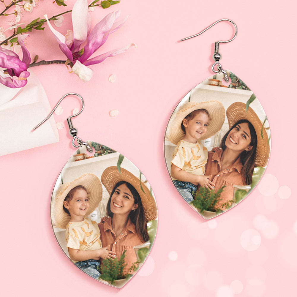 Custom Photo Earrings Acrylic Earrings Personalized Oval Earrings Gift For Mother's Day For Women - soufeelau