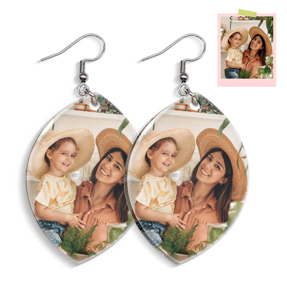 Custom Photo Earrings Acrylic Earrings Personalized Oval Earrings Gift For Mother's Day For Women - soufeelau