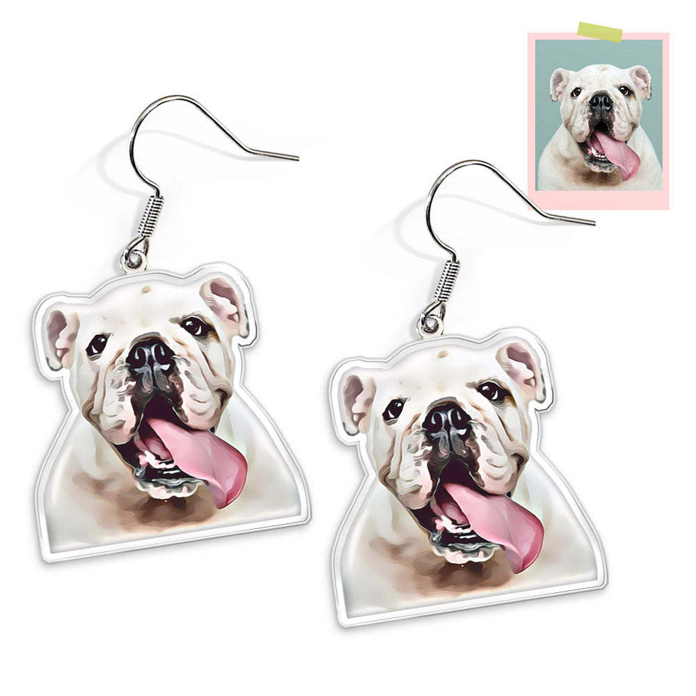 Custom Pet Photo Earrings Cat Dog Earrings Comics Earrings Personalized Dangle Earrings For Her - soufeelau