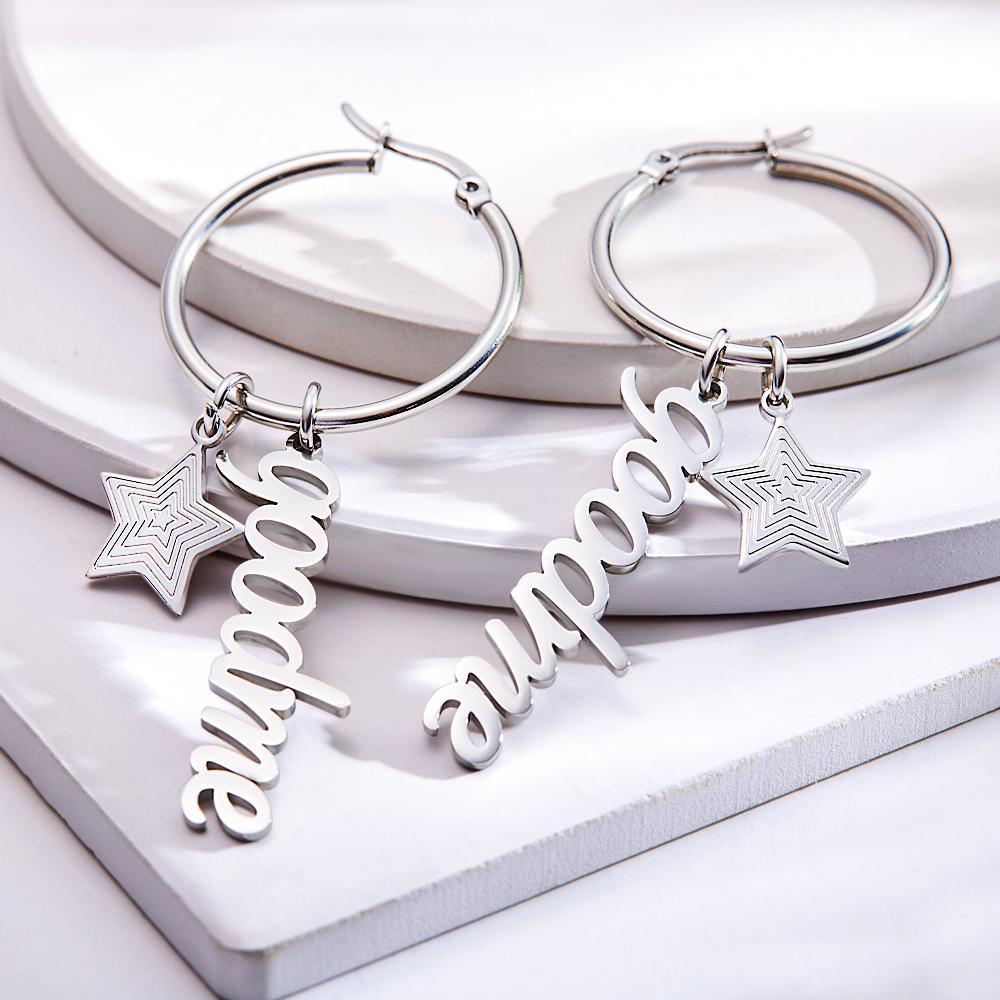 Custom Engraved Name Earrings With Little Star Simplicity Earrings - soufeelau