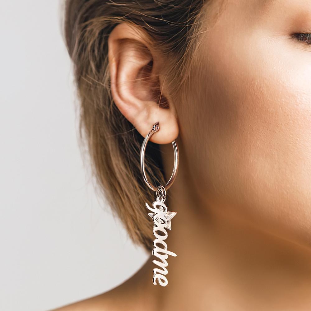 Custom Engraved Name Earrings With Little Star Simplicity Earrings - soufeelau