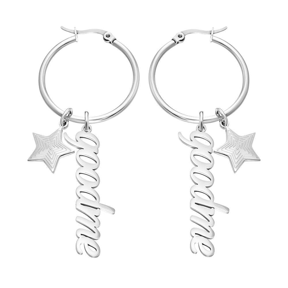 Custom Engraved Name Earrings With Little Star Simplicity Earrings - soufeelau