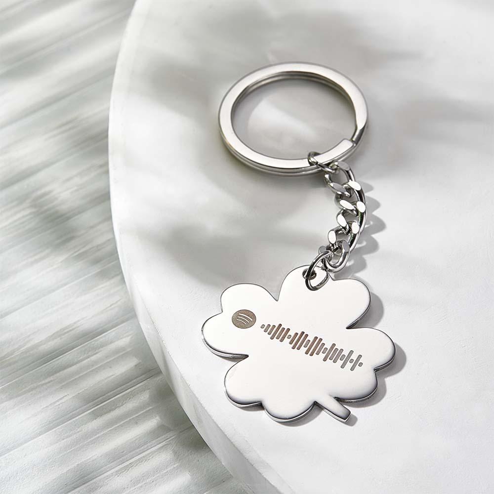 Custom Music Keychain Scannable Spotify Code Song Shamrock Keychain Gifts - soufeelau