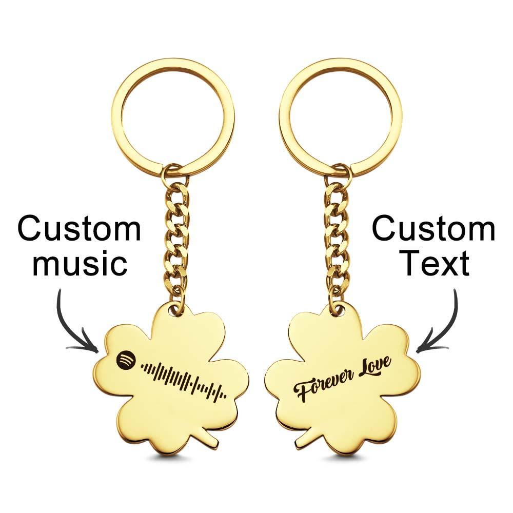 Custom Music Keychain Scannable Spotify Code Song Shamrock Keychain Gifts - soufeelau