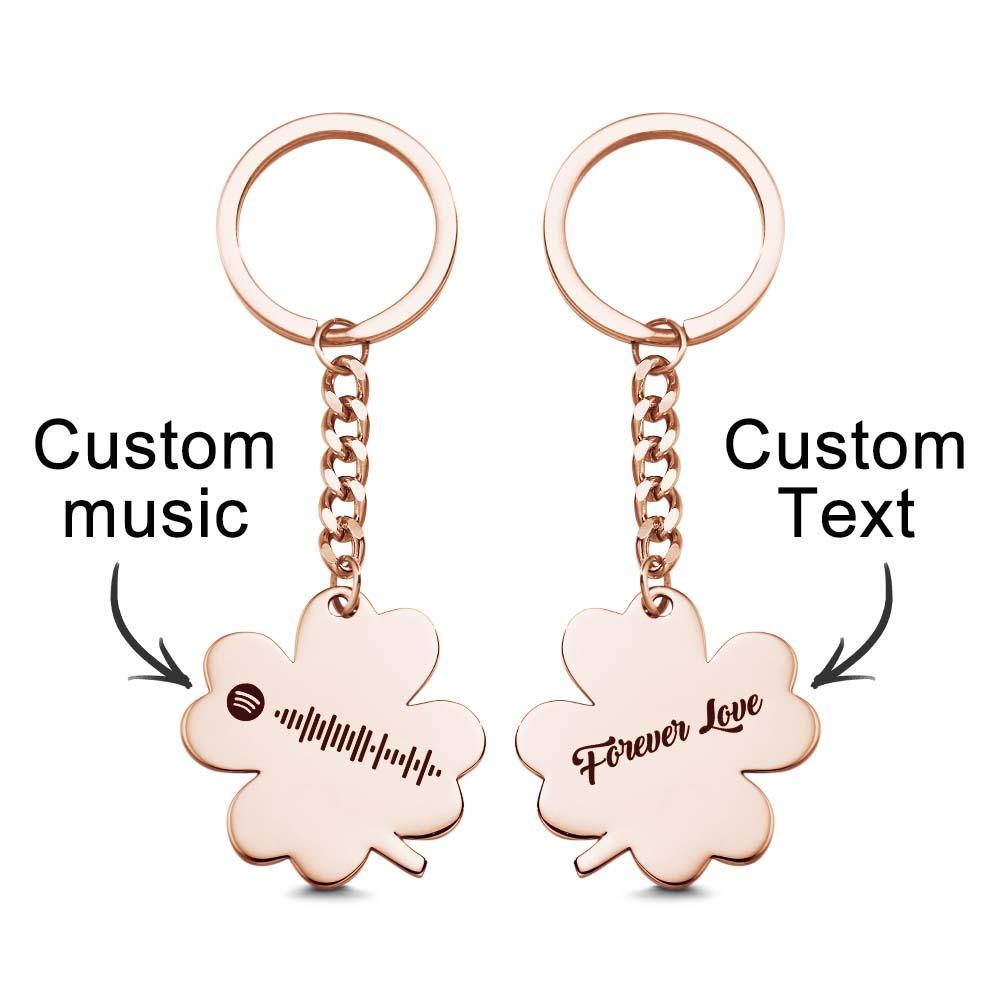 Custom Music Keychain Scannable Spotify Code Song Shamrock Keychain Gifts - soufeelau