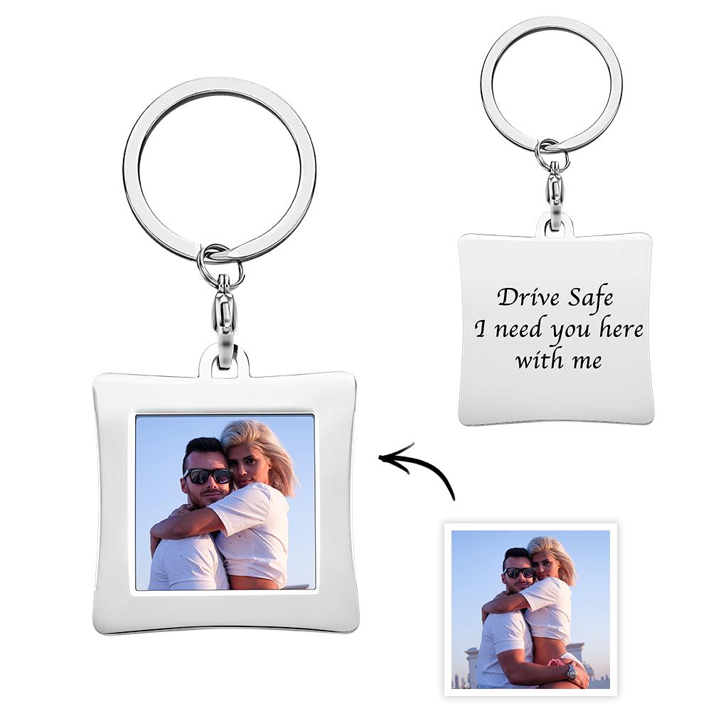 Personalized Photo Keychain Engraved Sturdy Stainless Steel Key Ring Gifts For Him - soufeelau