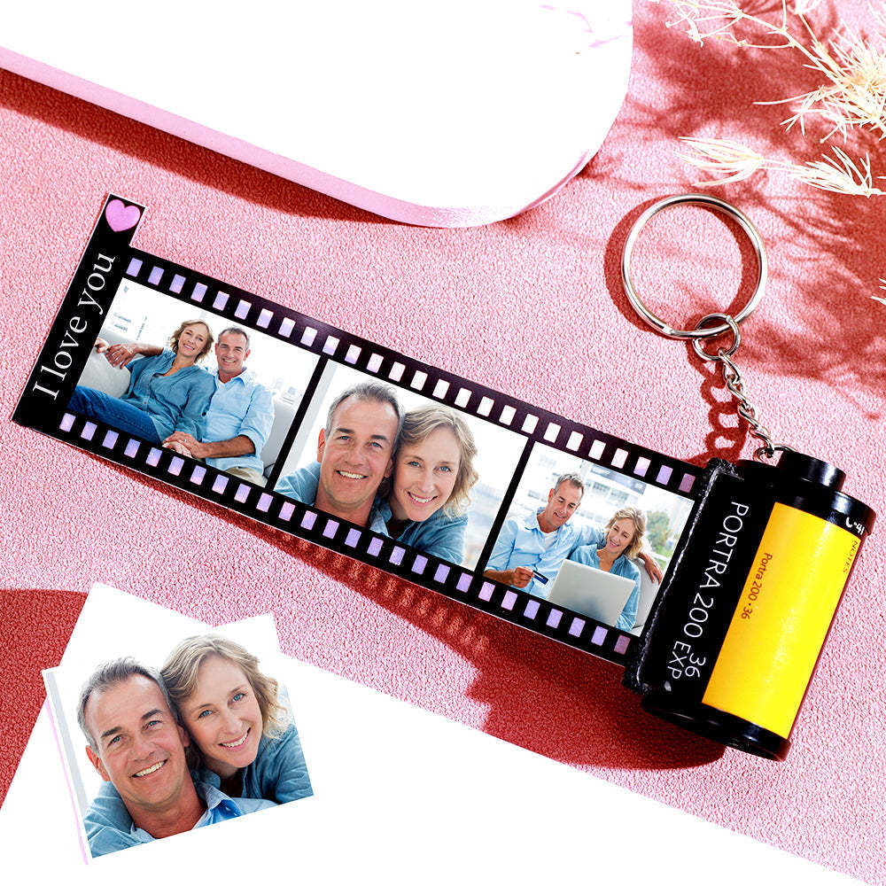 Custom Text For The Film Roll Keychain Personalized Picture Keychain with Reel Album Customized Gift for Christmas - soufeelau