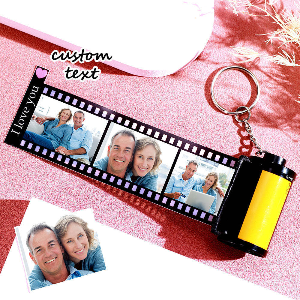 Custom Text For The Film Roll Keychain Personalized Picture Keychain with Reel Album Customized Anniversary Gifts
