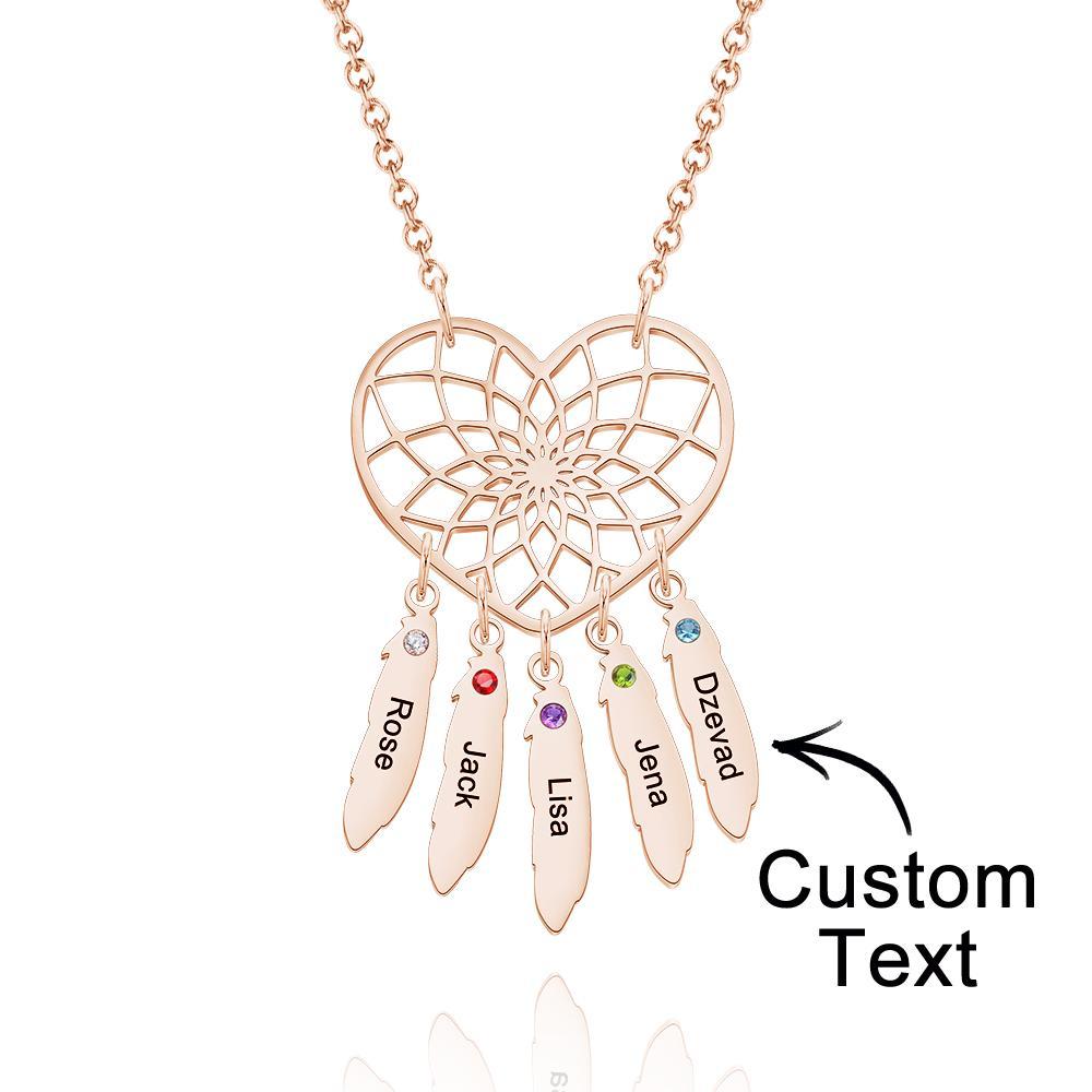 Custom Engraved Birthstone Necklace Dreamcatcher Gift for Her - soufeelau