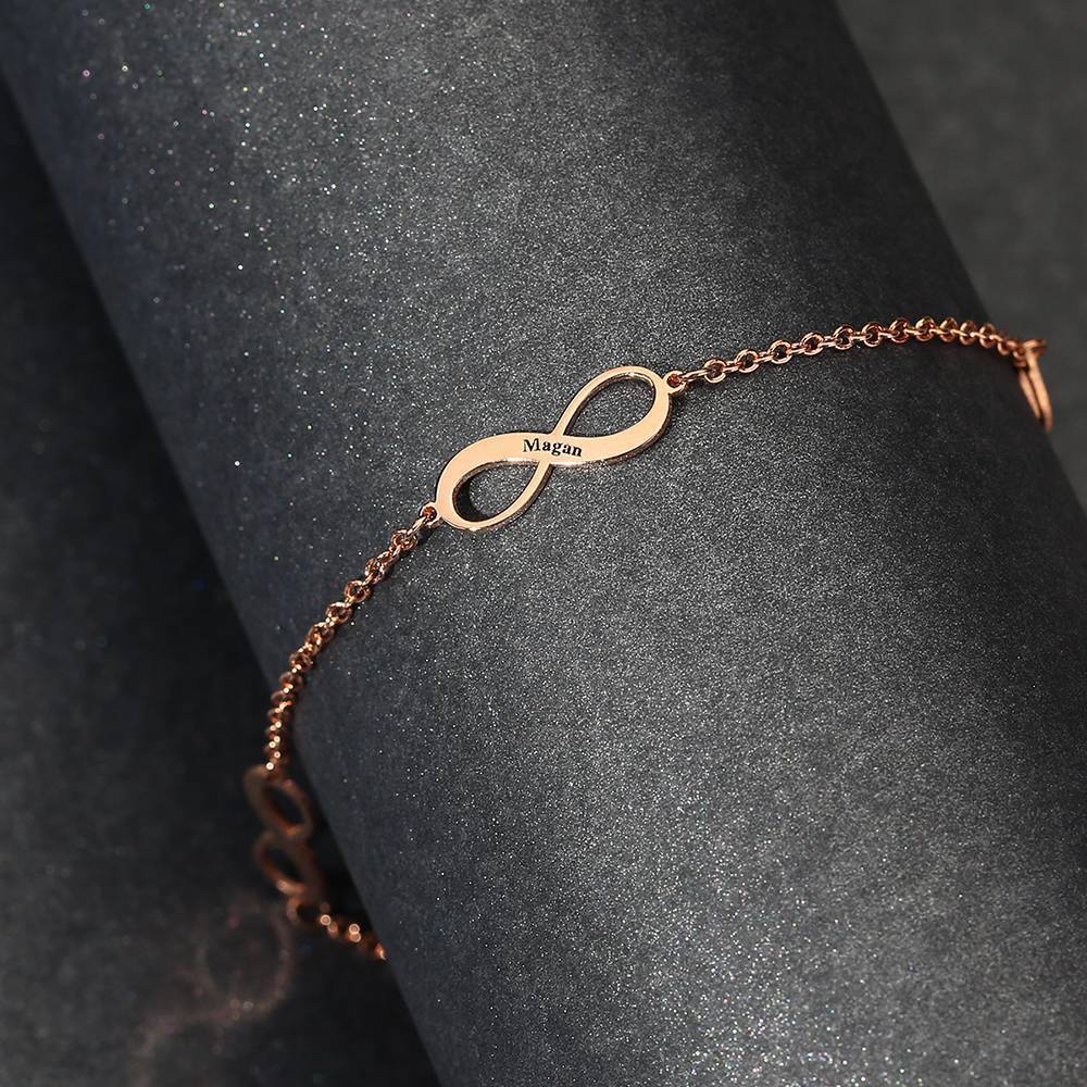 Engraved Infinity Anklet Rose Gold Plated Silver