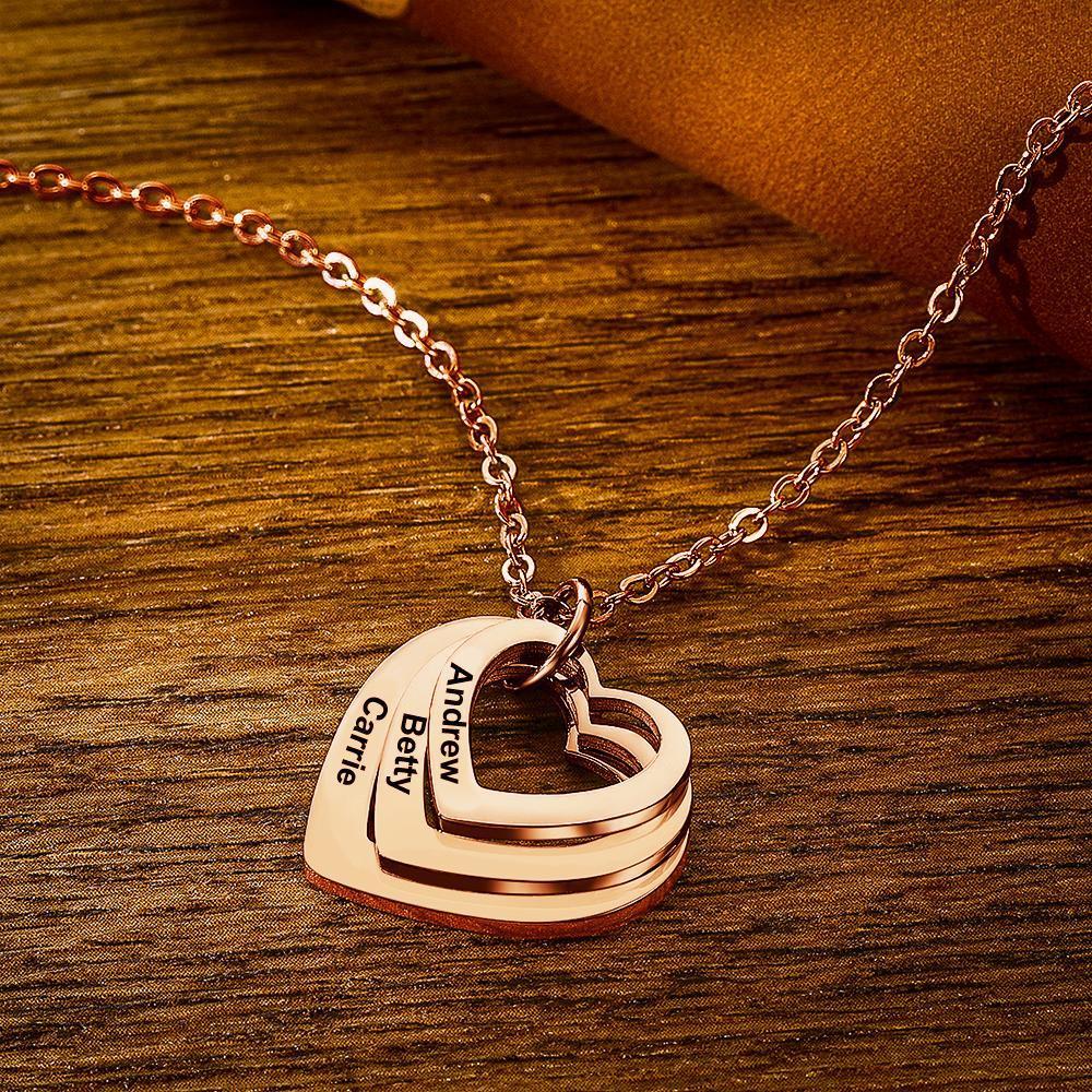 Custom Engraved Necklace Disc Necklace Heart-shaped Rose Gold Color Gifts for Her