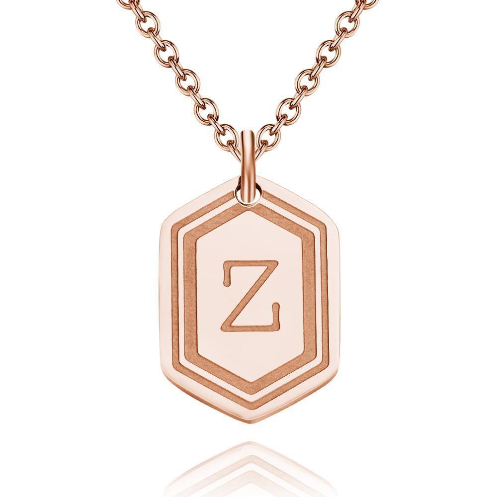 Custom Engraved Initial Necklace Gifts for Someone Rose Gold Plated Stainless Steel - soufeelus