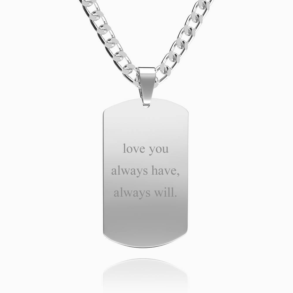 Men's Photo Engraved Tag Necklace with Engraving Stainless Steel (Black and White)