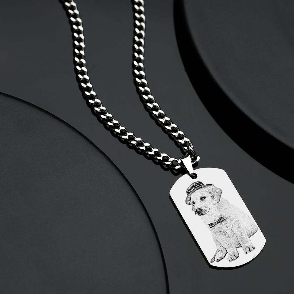 Men's Necklace Engraved Necklace Pesonalized Photo Necklace Gifts for pet lover - soufeelau