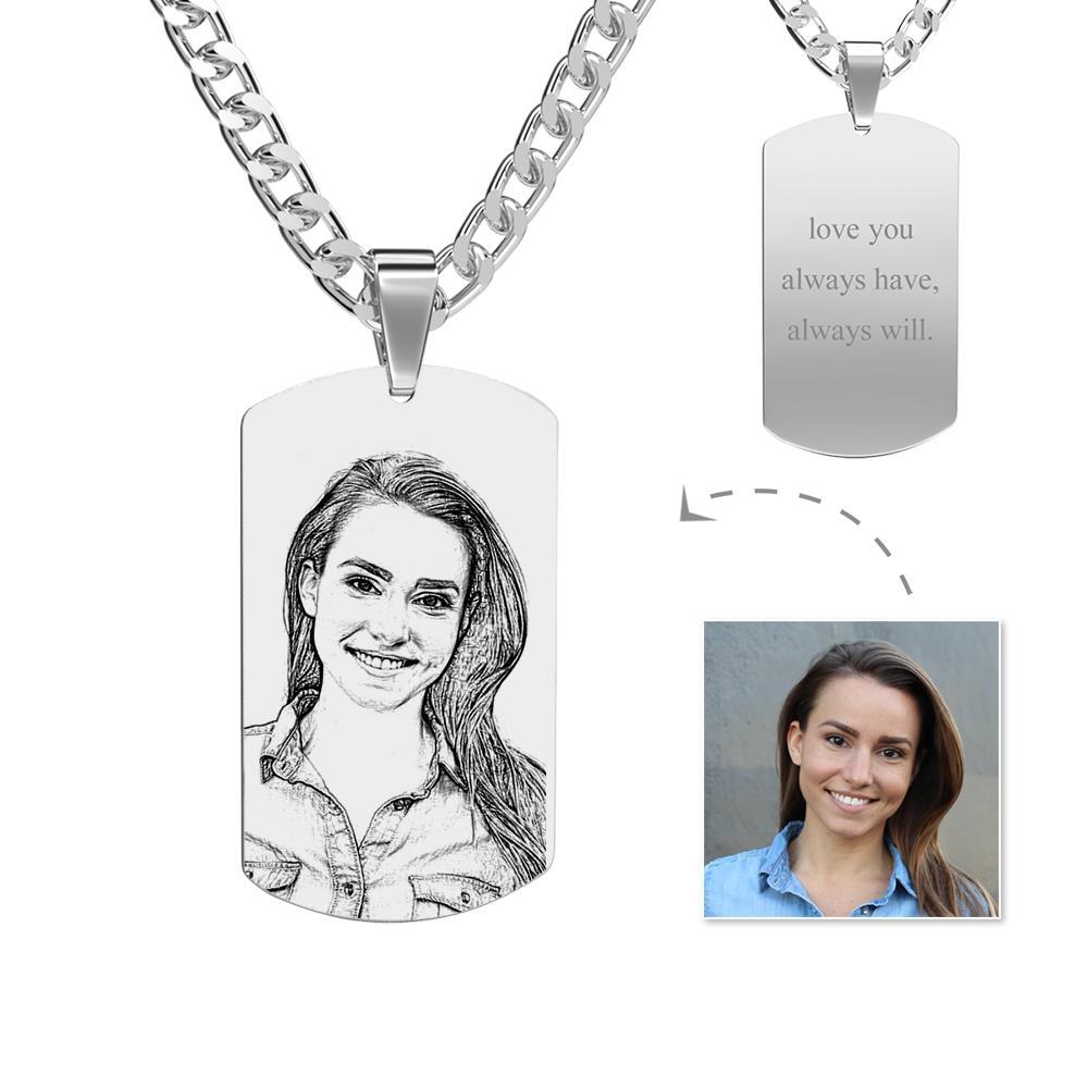 Men's Necklace Engraved Necklace Pesonalized Photo Necklace Gifts for boyfriend - soufeelau
