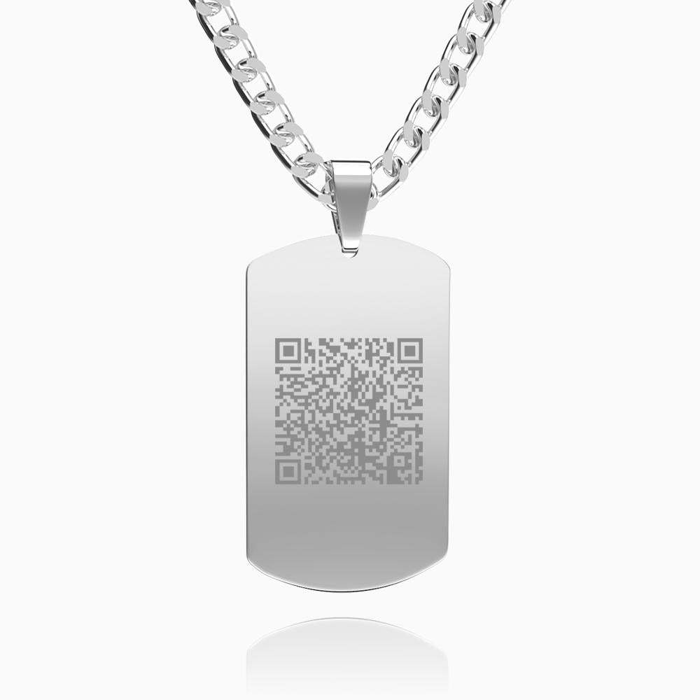 Custom Men's Necklace Engraved QR Code Necklace Pesonalized Photo Necklace - soufeelau