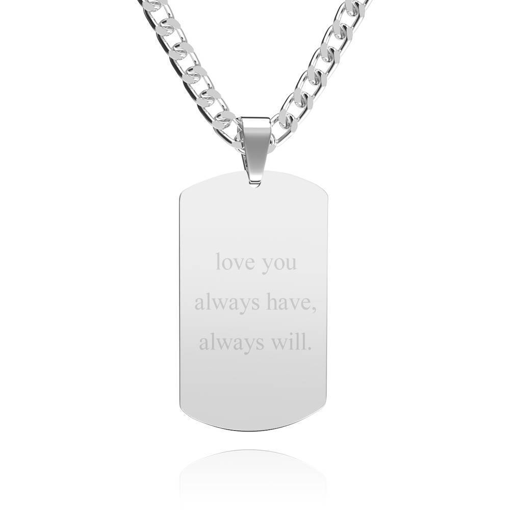 Men's Photo Dog Tag Necklace with Engraving Stainless Steel Father's Day Gift