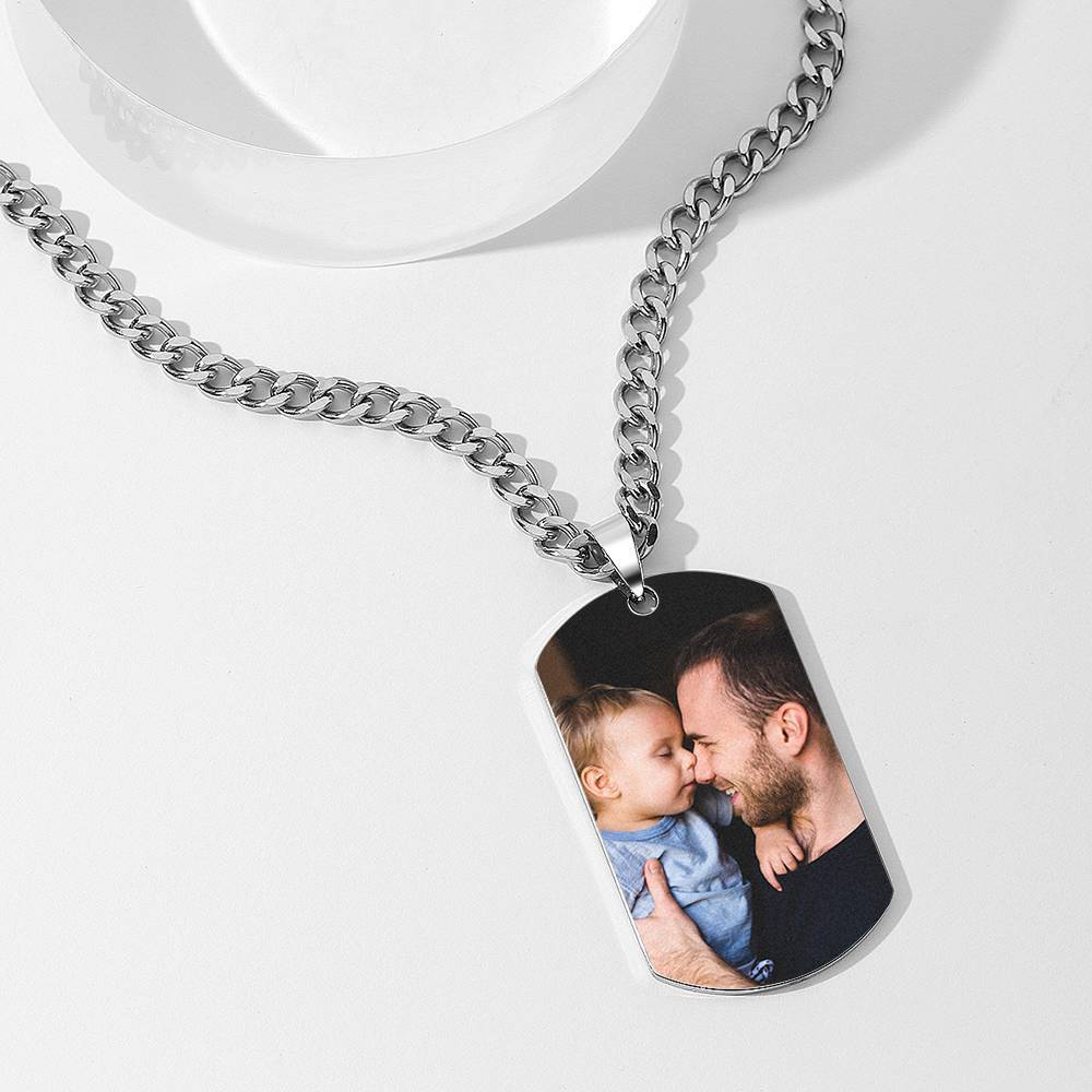 Men's Photo Dog Tag Necklace with Engraving Stainless Steel Father's Day Gift-Christmas Gifts