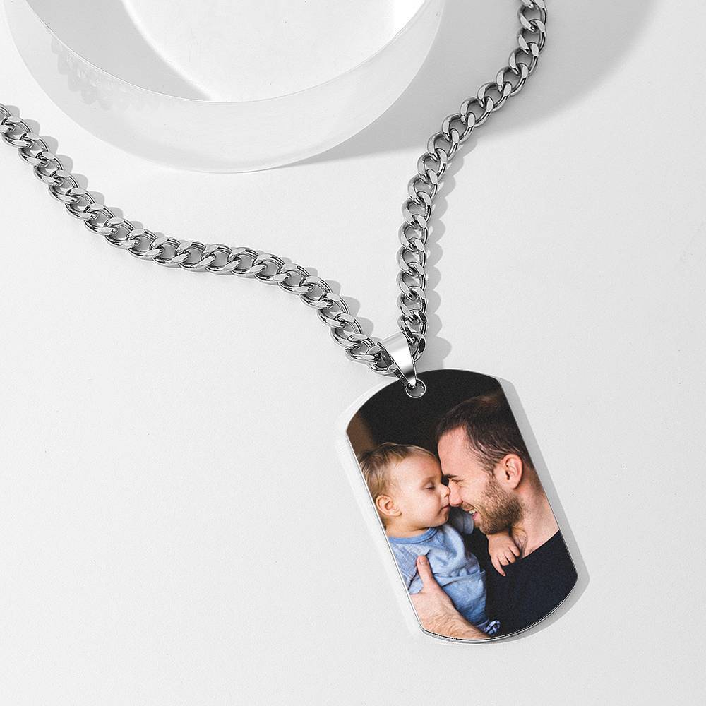 Men's Photo Dog Tag Necklace with Engraving Stainless Steel Father's Day Gift-Christmas Gifts