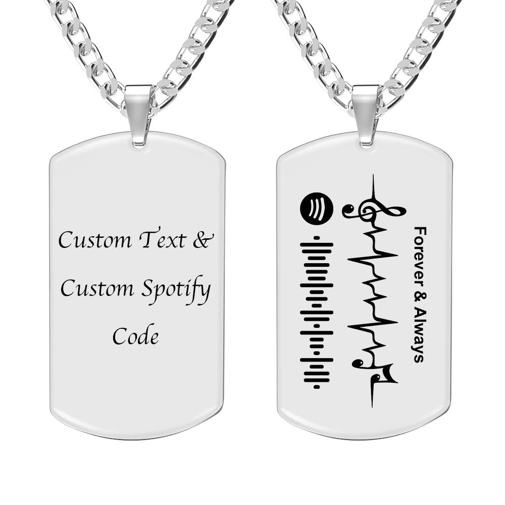 Custom Spotify Code Necklace Engraved Tag Necklace Music staff - soufeelau
