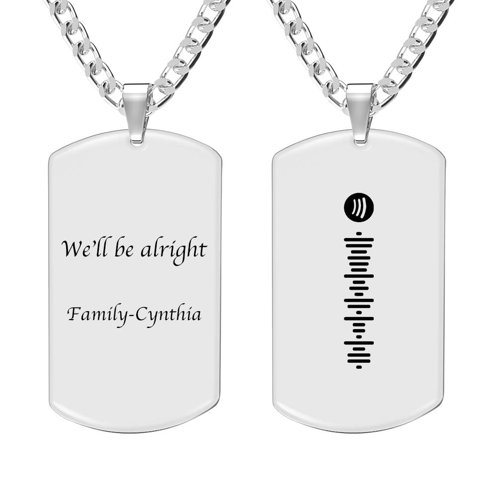 Custom Spotify Code Necklace Engraved Tag Necklace Custom Text - soufeelau