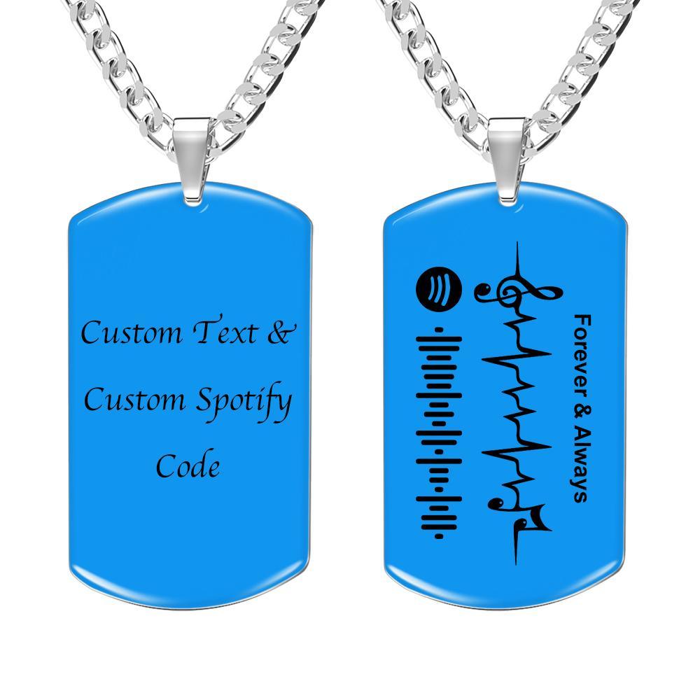 Custom Spotify Code Necklace Engraved Tag Necklace Music staff - soufeelau