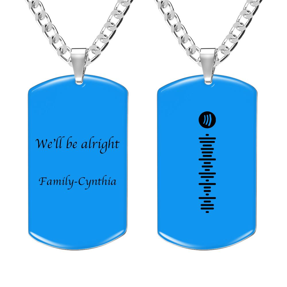 Custom Spotify Code Necklace Engraved Tag Necklace Custom Text - soufeelau