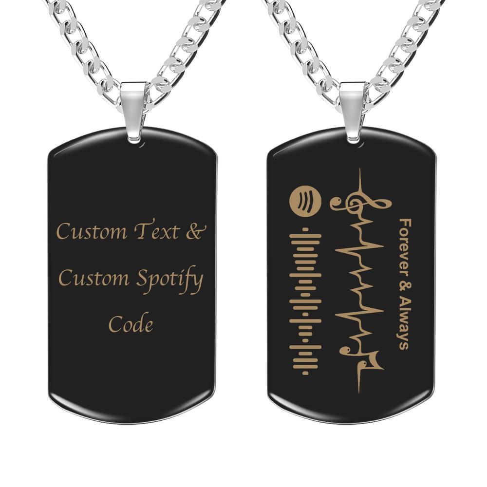 Custom Spotify Code Necklace Engraved Tag Necklace Music staff - soufeelau