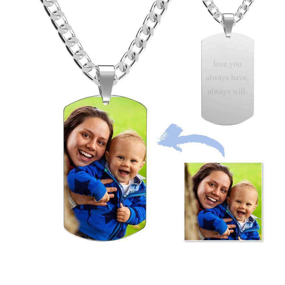Men's Photo Dog Tag Necklace with Engraving Stainless Steel