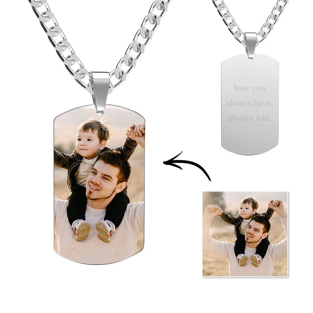 Men's Photo Dog Tag Necklace with Engraving Stainless Steel