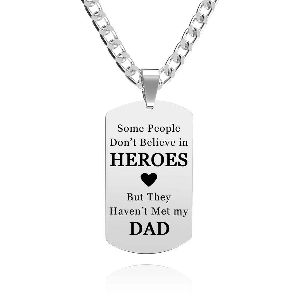 Personalised Photo Engraved Necklace Stainless Steel Gift for Dad