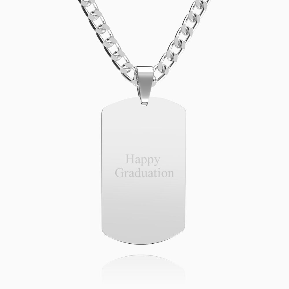 Graduation Gifts Men's Photo Dog Tag Necklace with Engraving Stainless Steel