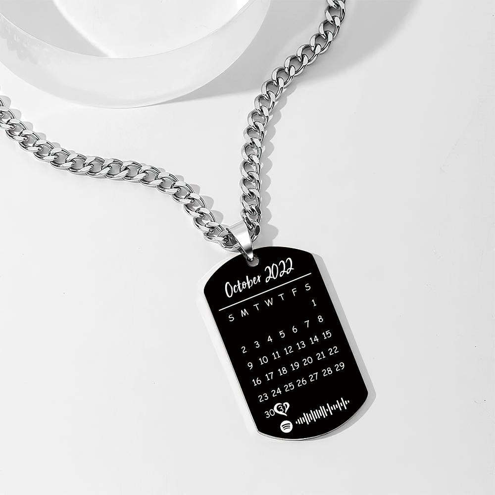Custom Engraved Spotify Photo Necklace with Custom Calendar Perfect Halloween Gift for a Loved One - soufeelau