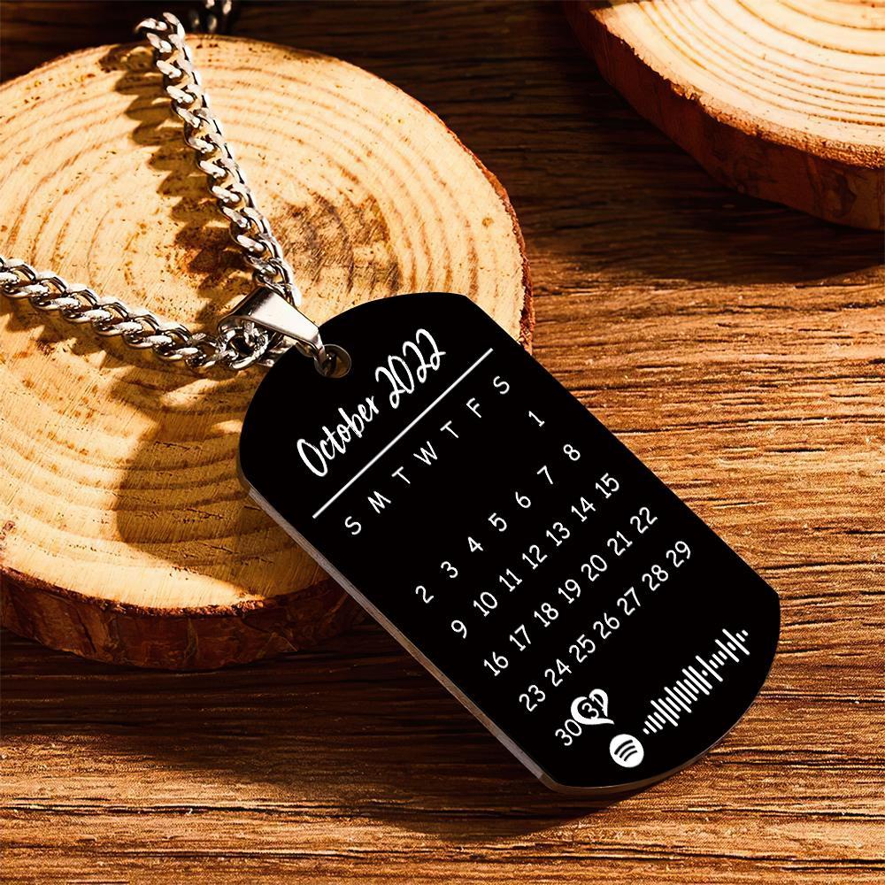 Custom Engraved Spotify Photo Necklace with Custom Calendar Perfect Halloween Gift for a Loved One - soufeelau