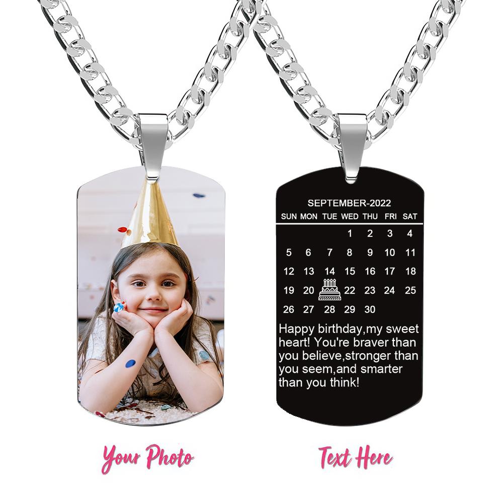 Custom Photo Necklace With Words Photo And Date Perfect Gift For Loved Ones On Birthday - soufeelau