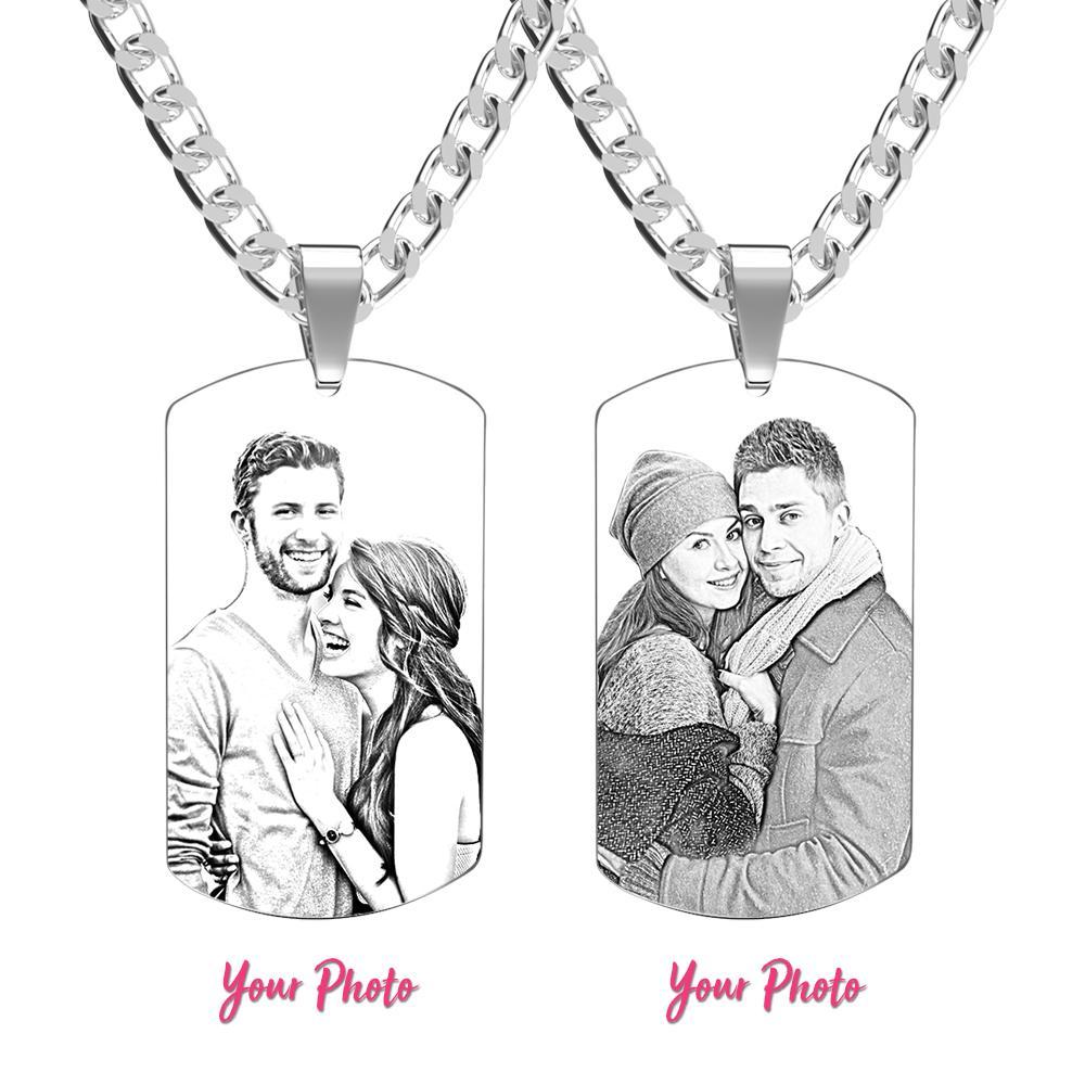 Men's Necklace Engraved Necklace Photo Music Code Necklace Optional Style Gifts for Him - soufeelau