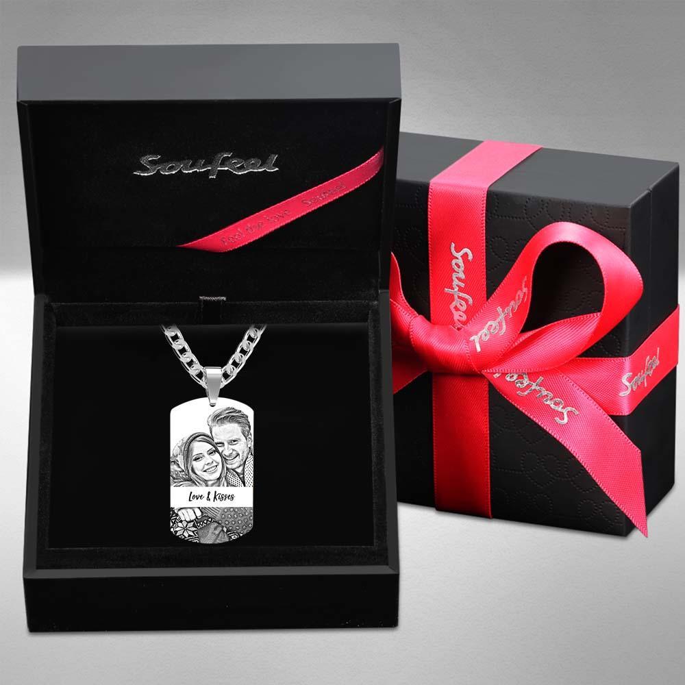 Men's Necklace Engraved Necklace Photo Necklace Optional Style Gifts for Him - soufeelau