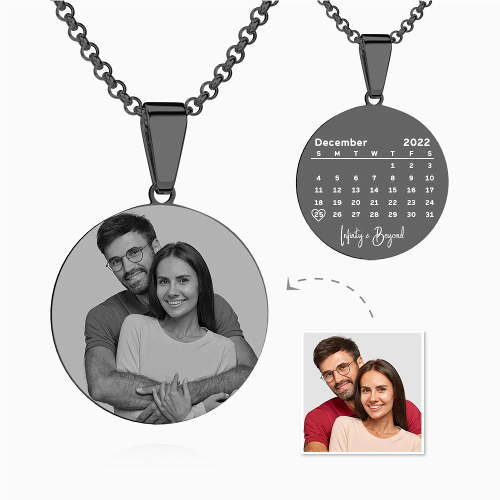 Custom Black Filter Romantic Photo Necklace Stainless Steel Valentine Gift For Couples - soufeelau