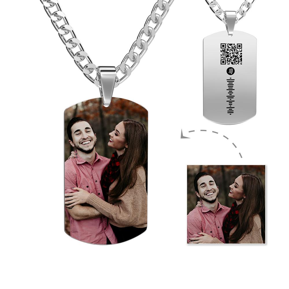 Custom Photo Necklace Spotify Code Necklace Men's Doge Tag Necklace - soufeelau