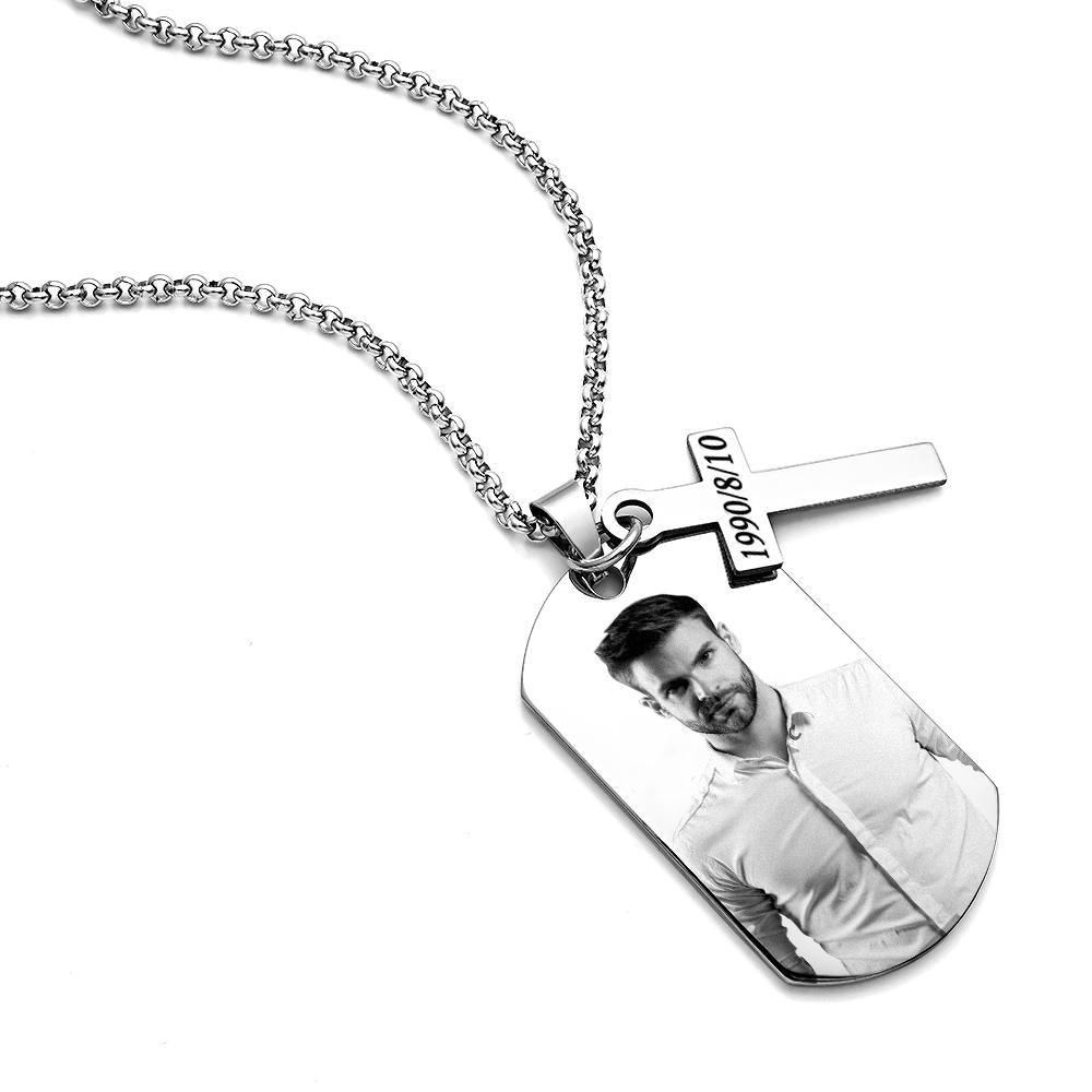 Customized Picture With Engraved Text Dog Tag Necklace - soufeelau