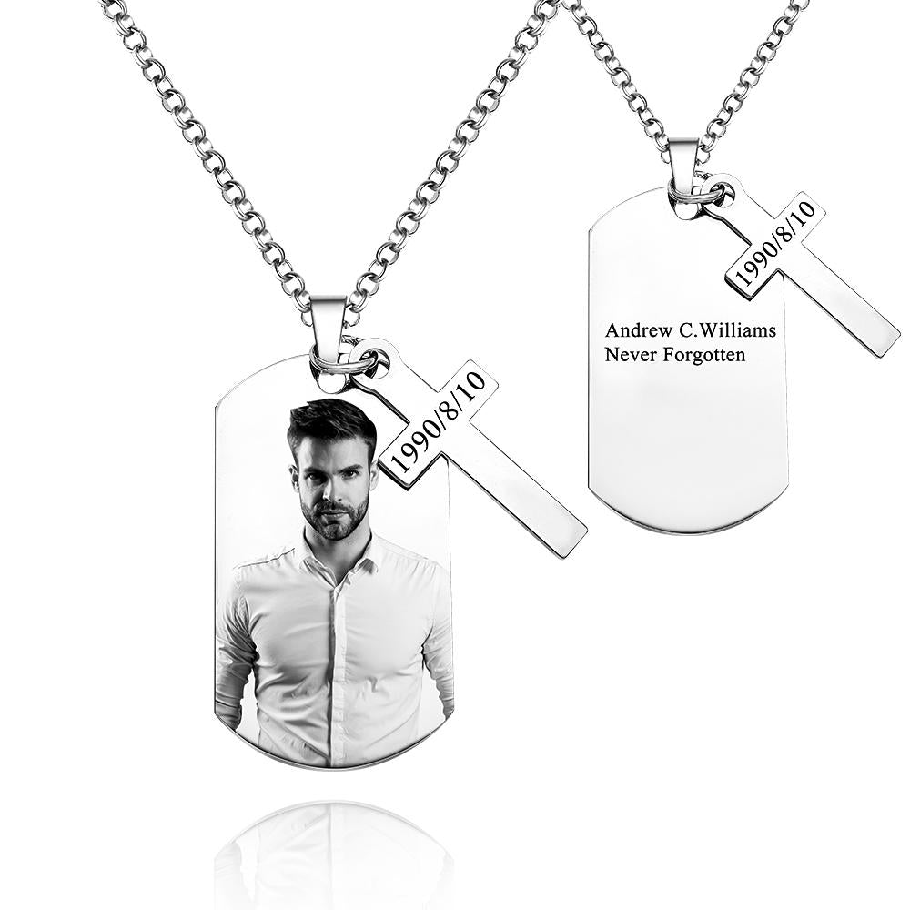 Customized Picture With Engraved Text Dog Tag Necklace - soufeelau