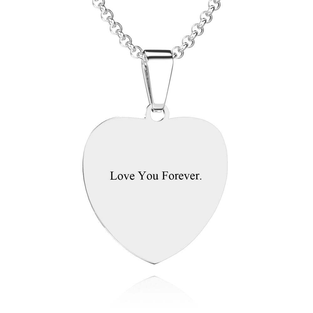 Photo Engraved Tag Necklace Heart-shaped with Engraving Gifts for Couple - soufeelau